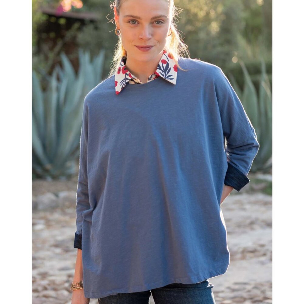 Mer Sea Catalina Slub Tee Moon Blue Oversized NWT One Size Lagenlook